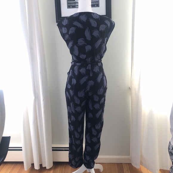 { Leith } Tie Waist Print Jumpsuit - Picture 6 of 10